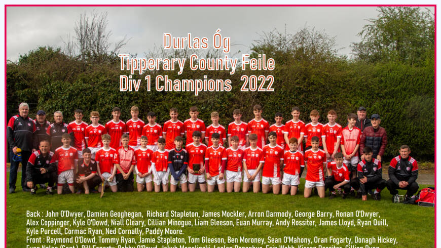 2022 Feile na Gael Tipperary Division 1 Champions